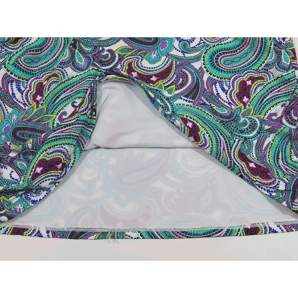 Anne Cole Collection 1 Piece Swimwear Tankini Blue Paisley Adjustable Strap 16